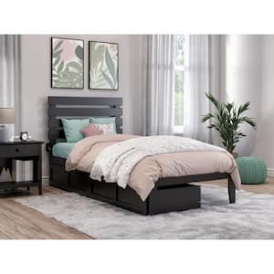 Oxford Espresso Twin Solid Wood Storage Platform Bed with 2 Drawers and USB Device Charger