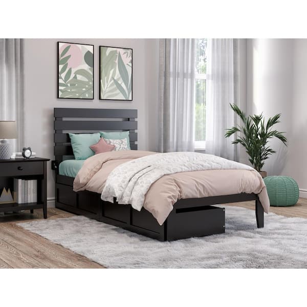 AFI Oxford Espresso Twin Solid Wood Storage Platform Bed with 2 Drawers and USB Device Charger