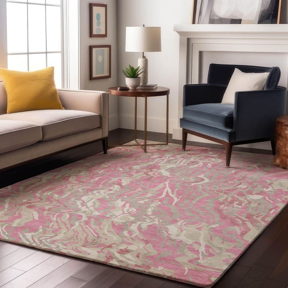 Mayfield Premium Machine Washable Abstract AMF1038 Pink 3 ft. x 4 ft. Area Rug price history on PriceWatchPro
