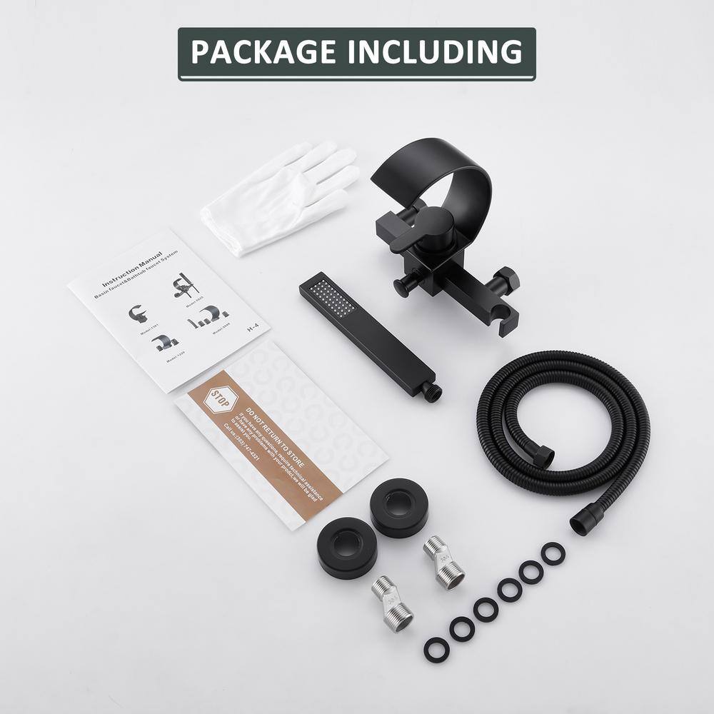 Black Brass Wall-Mount Tub Kit with Handheld Shower