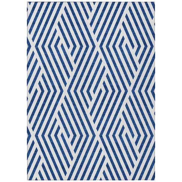 Chantille ACN550 Navy 5 ft. x 7 ft. 6 in. Machine Washable Indoor/Outdoor Geometric Area Rug