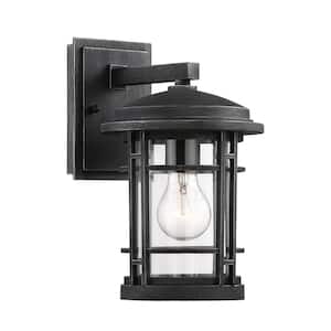 Barrister 11.5 in. Weathered Pewter 1-Light Outdoor Line Voltage Wall Sconce with No Bulb Included