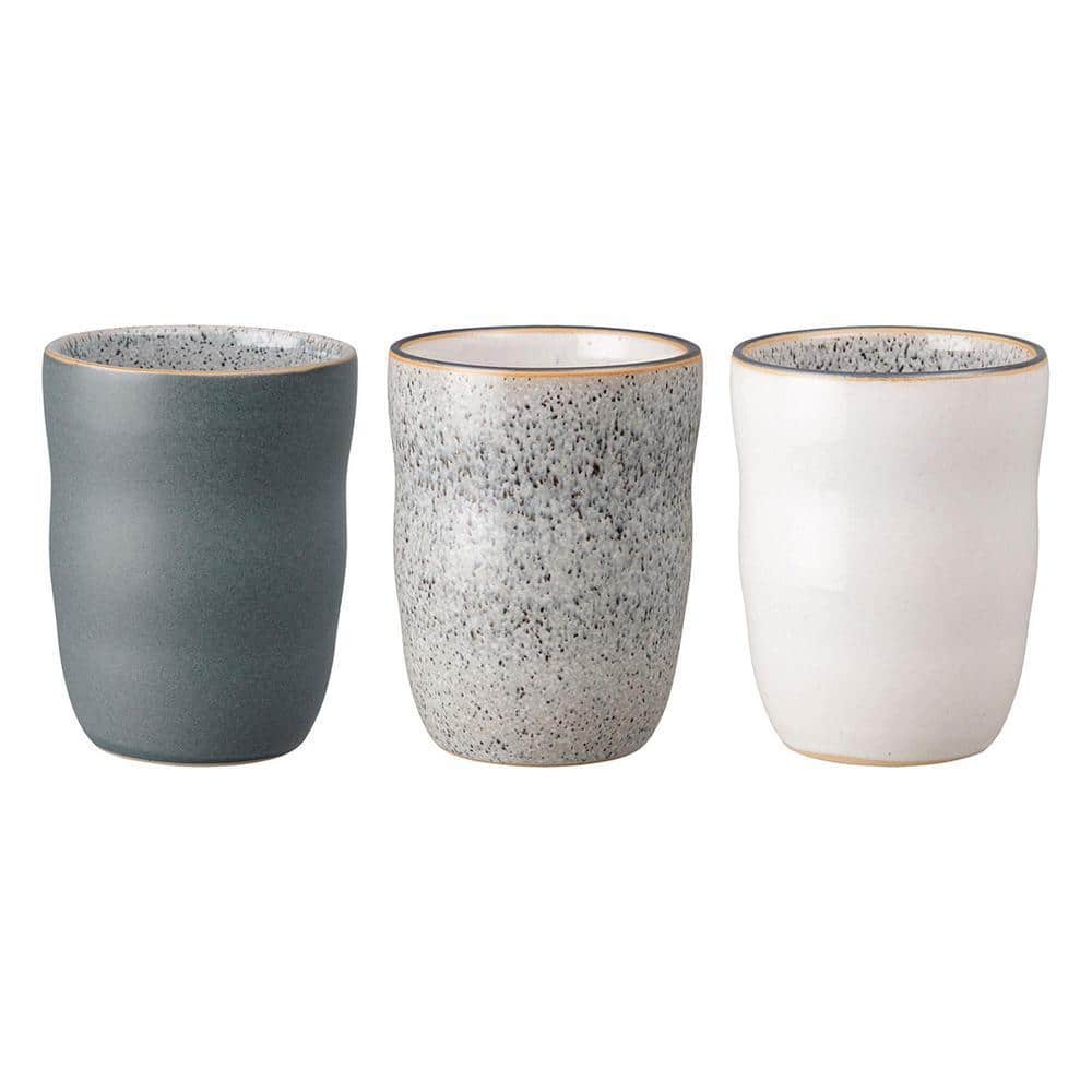 Denby 3-Piece 9.29 oz. Studio Grey Handleless Coffee Mug Set STG