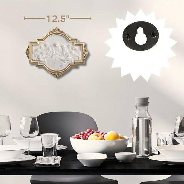 10 in x 13 in Gold Metal The Last Supper with Modern Wall