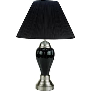 27 in. Silver and Black Ceramic Table Lamp