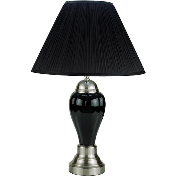 ORE International 27 in. Silver and Black Ceramic Table Lamp
