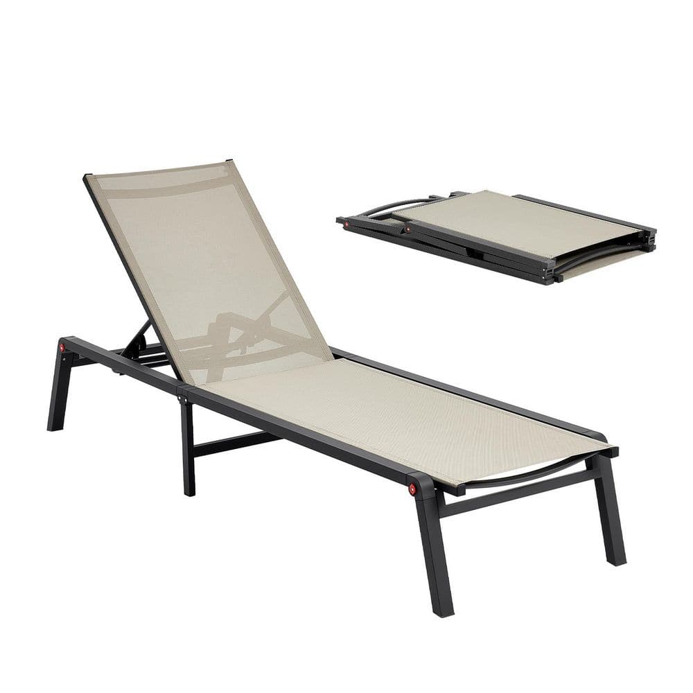 Outdoor Chaise Lounge Chair, Foldable Sun Tanning Chair, Heavy Duty Aluminum Pool Recliner Lounge Chairs, for Beach price history on PriceWatchPro