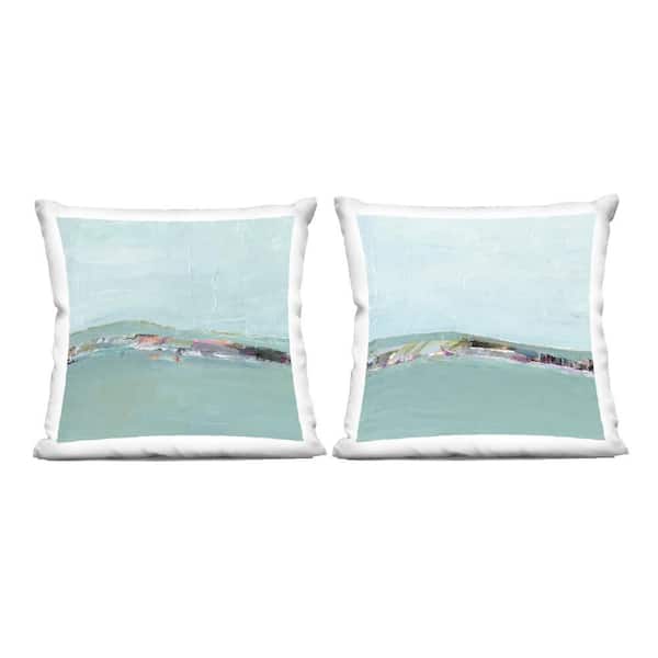 Stupell Industries Abstract Sea Distant Cliffs Blue Print Polyester 18 in. X 18in. Throw Pillow, Set of 2