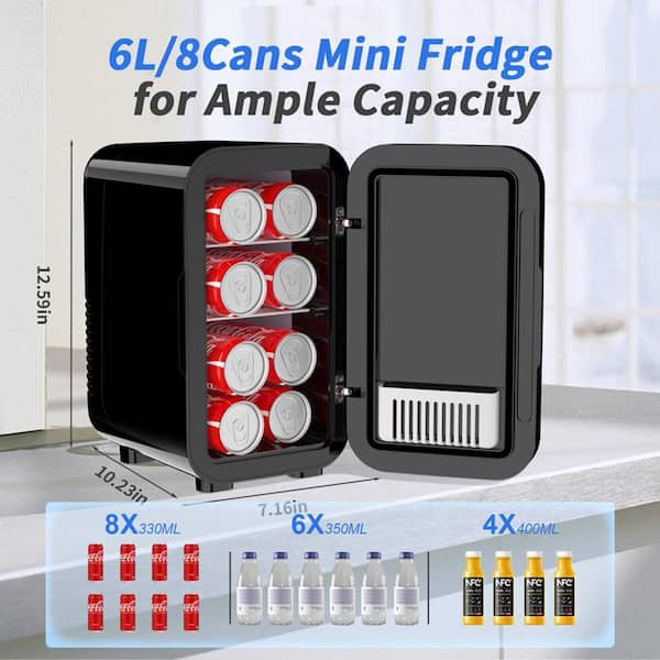 mini every ブラック 温水冷水供給 YASHE 10 in. 4 cu. ft. Retro 6-Liter/8-Can 110V AC/DC Portable