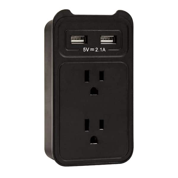 ChargeIt! Black 2-Gang Data Jack Wall Plate (1-Pack)
