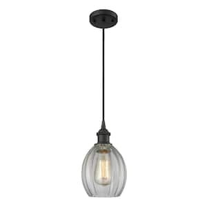 Eaton 1-Light Oil Rubbed Bronze Clear Shaded Pendant Light with Clear Glass Shade