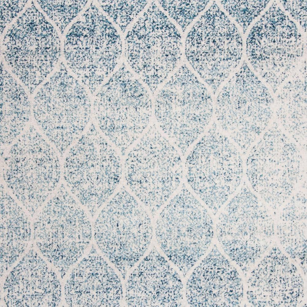 Elegant Cream & Turquoise Synthetic 8'x10' Reversible Area Rug