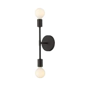 Modernist 5 in. 2-Light Matte Black Wall Sconce