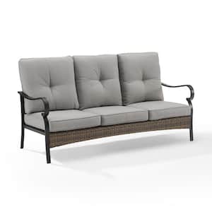 Dahlia Matte Black Metal Outdoor Couch with Taupe Cushions