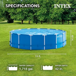 15 ft. x 48 in. Metal Frame Above Ground Swimming Pool Set with Pump Cover Ladder