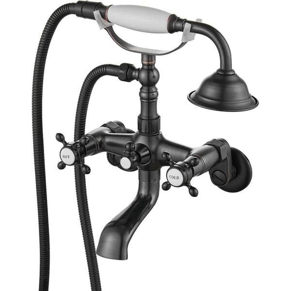 Single-Handle Claw Foot Tub Faucet with 6 in. Center Adjustable Swing Arms Tub Mount Short Adapter in Oil Rubbed Bronze