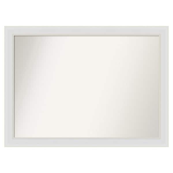 Amanti Art Flair Soft White Narrow 38 in. x 28 in. Custom Non-Beveled Satin Recyled Polystyrene Bathroom Vanity Wall Mirror