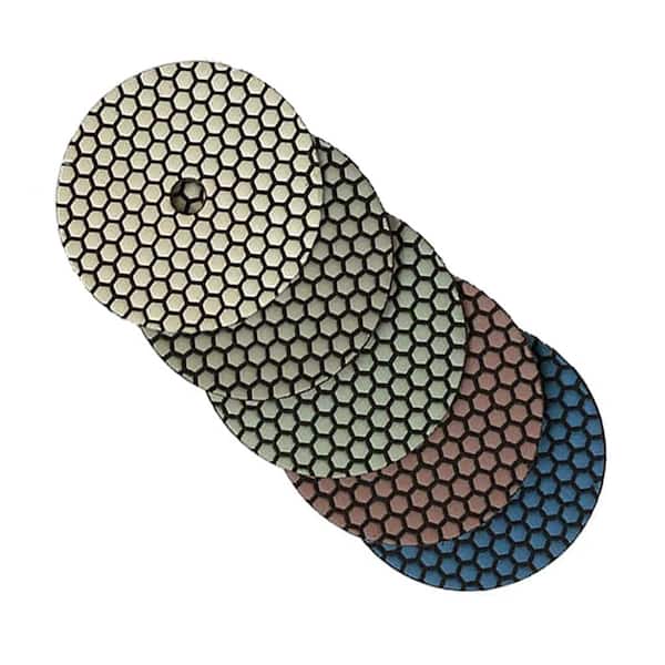 EDiamondTools 5 in. H Performance Dry Diamond Polishing Pad Set for Concrete/50,100,200,400,800 Grit