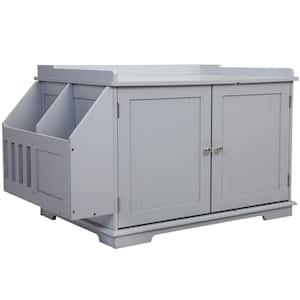 Wooden Cat Litter Box Enclosure with Magazine Rack