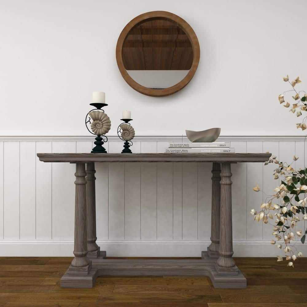 French Country Cottage 52" Light Brown Wood Console Table with Storage