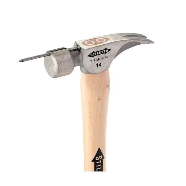 Stiletto - 14 oz. Titanium Milled Face Hammer with 18 in. Curved Hickory Handle