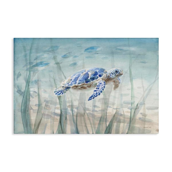 Undersea Turtle Swim by Danhui Nai Unframed Animal Graphic Art Print 20 in. x 30 in.