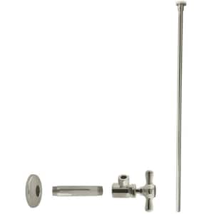 1/2 in. IPS x 3/8 in. OD x 20 in. Flat Head Supply Line Kit with Cross Handle Angle Shut Off Valve, Satin Nickel