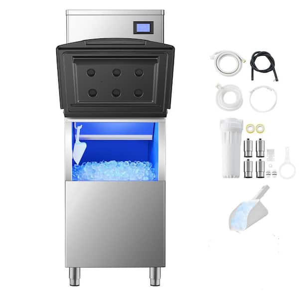 22.2 in. Commercial Ice Maker Machine 550LBS/24H with 250LBS Large Storage Silver Self-Cleaning Ice Makers Touchscreen