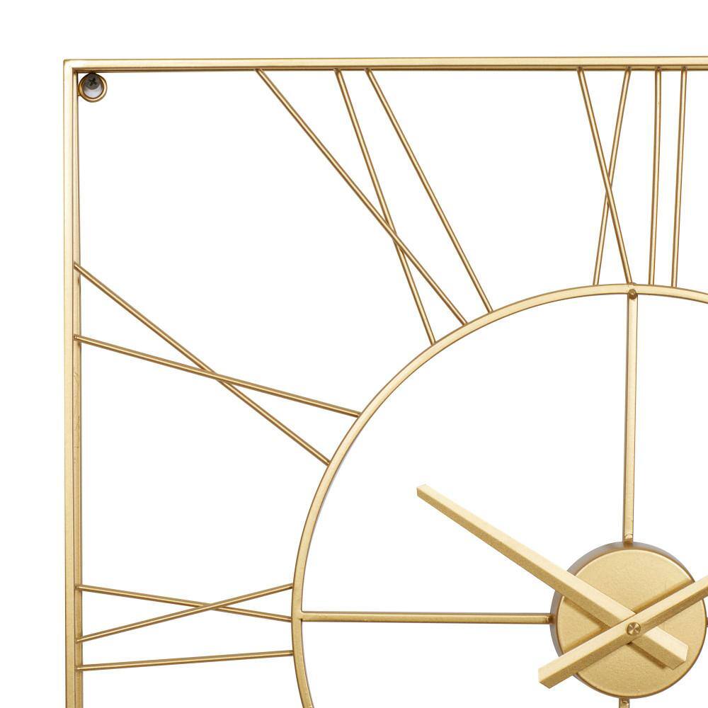 24" Gold Metal Open Frame Square Wall Clock