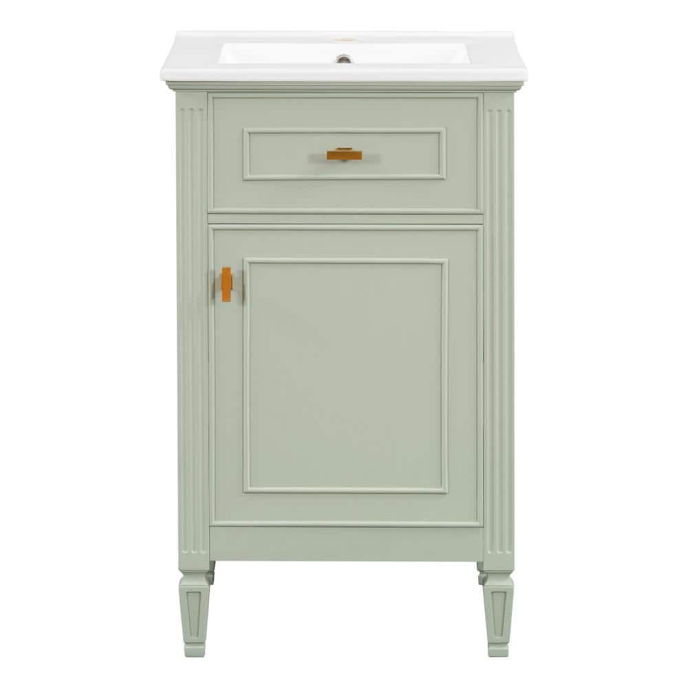 20in.W in Single of Sink Tilt-Out Drawer Vanity Green Bath Vanity with White Ceramic Top Basin price history on PriceWatchPro