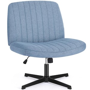 Beatriz Fabric Adjustable Height Ergonomic Computer Task Chair in Blue with Criss Cross Chair Legged and No Arms