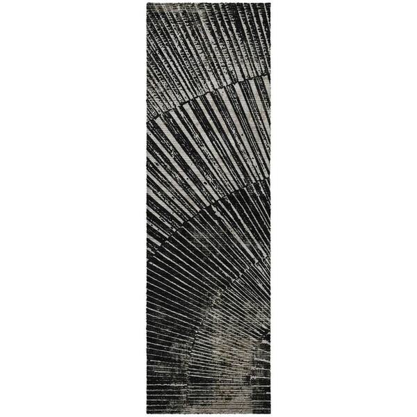 Dream Shag Premium Machine Washable Abstract ADS542 Black 2 ft. x 7 ft. Runner Rug