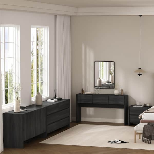 Manhattan Comfort Linda Charcoal Grey 6-Drawer 72 in. Wide Modern Double  Dresser DR011-GY