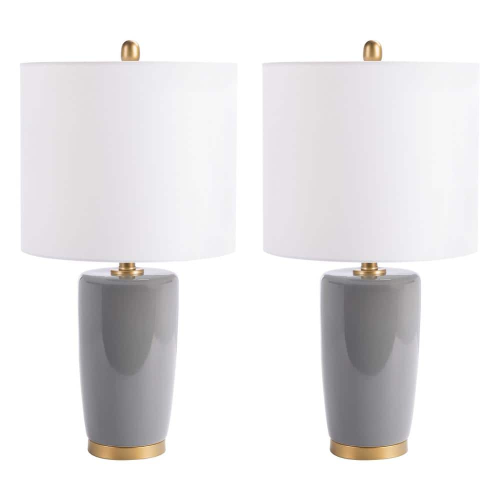 UPC 195058000093 product image for Lonen 25. 25 in. Gray Table Lamp with Off White Shade (Set of 2) | upcitemdb.com