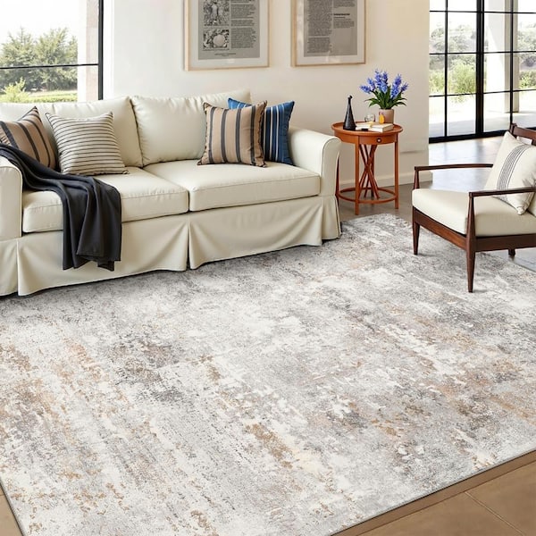Frost Gray/Golden 6 ft. x 9 ft. Modern Abstract Area Rug