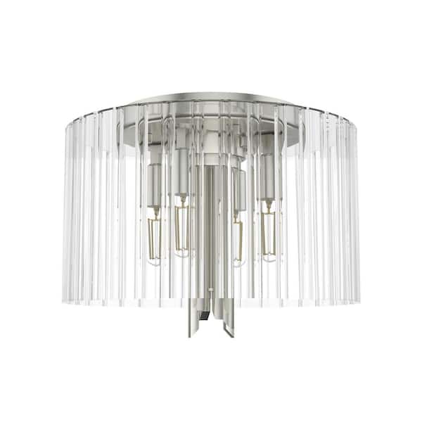 Gatz 13 in. 4-Light Brushed Nickel Flush Mount