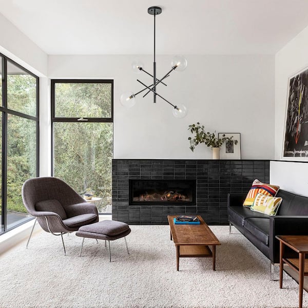 4 Light Black Mid Century Modern Sputnik Bubble Chandelier Light Fixtures for Dining Room with Clear Glass Shade