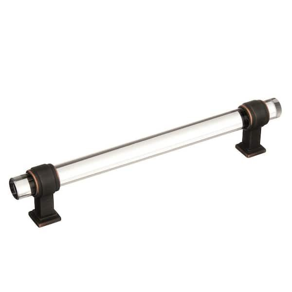 Glacio 6-5/16 in. (160mm) Modern Clear/Oil-Rubbed Bronze Bar Cabinet Pull