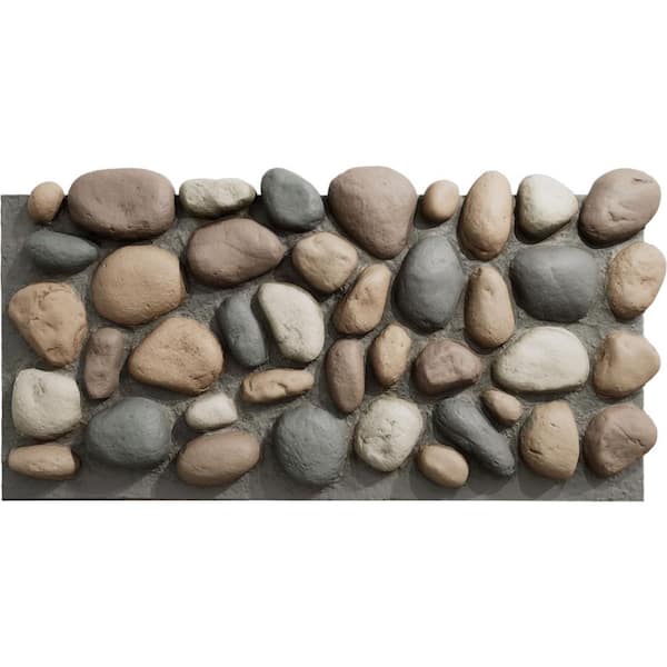 Everstone River Rock 24.75 in. x 49 in. Urethane Composite Faux Rock Panel Siding in Pebble Mix