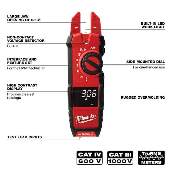 Milwaukee Fork Meter for HVAC/R 2206-20 - The Home Depot