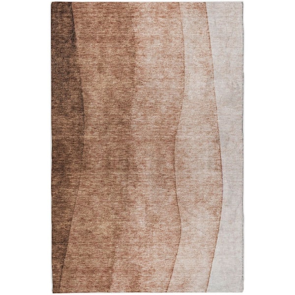 Dream Shag Premium Machine Washable Abstract ADS625 Brown 8 ft. x 10 ft. Area Rug