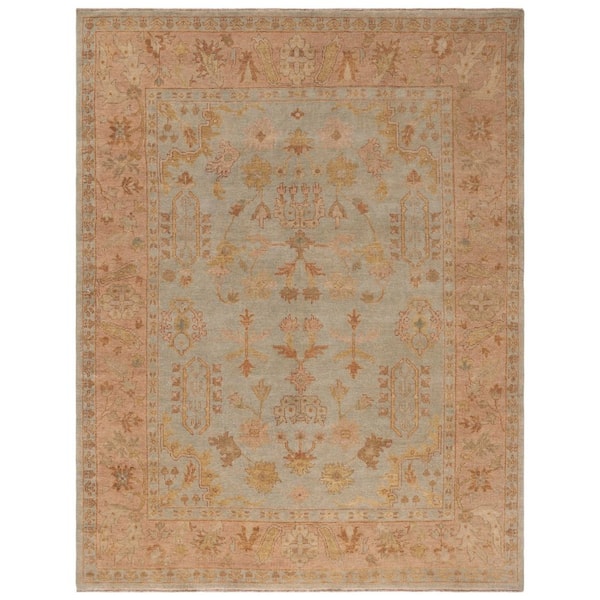 Oushak 10 ft. x 14 ft. Soft Green/Rust Oriental Area Rug