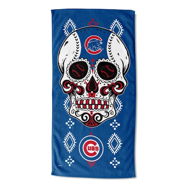 THE NORTHWEST GROUP MLB Cubs Candy Skull Printed Cotton/Polyester Blend Multicolor Beach Towel