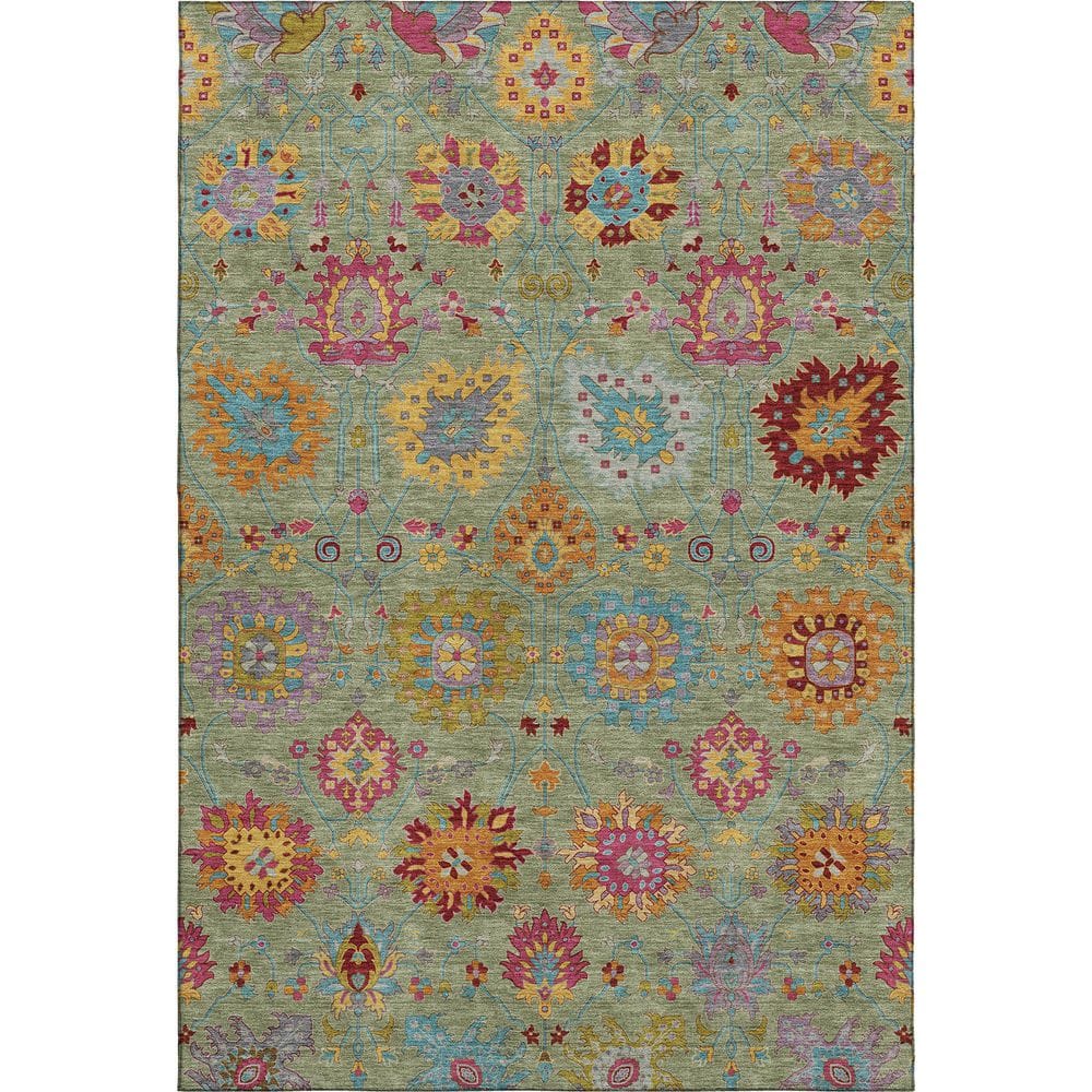 Addison Rugs Mayfield Premium Machine Washable Abstract AMF2288 Aloe 5 ...