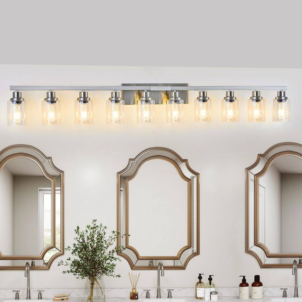 65 in. 10 Light Bathroom Vanity Light, Brushed Nickel Bathroom Wall Sconce for Mirror Bathroom, Bulbs not Included price history on PriceWatchPro