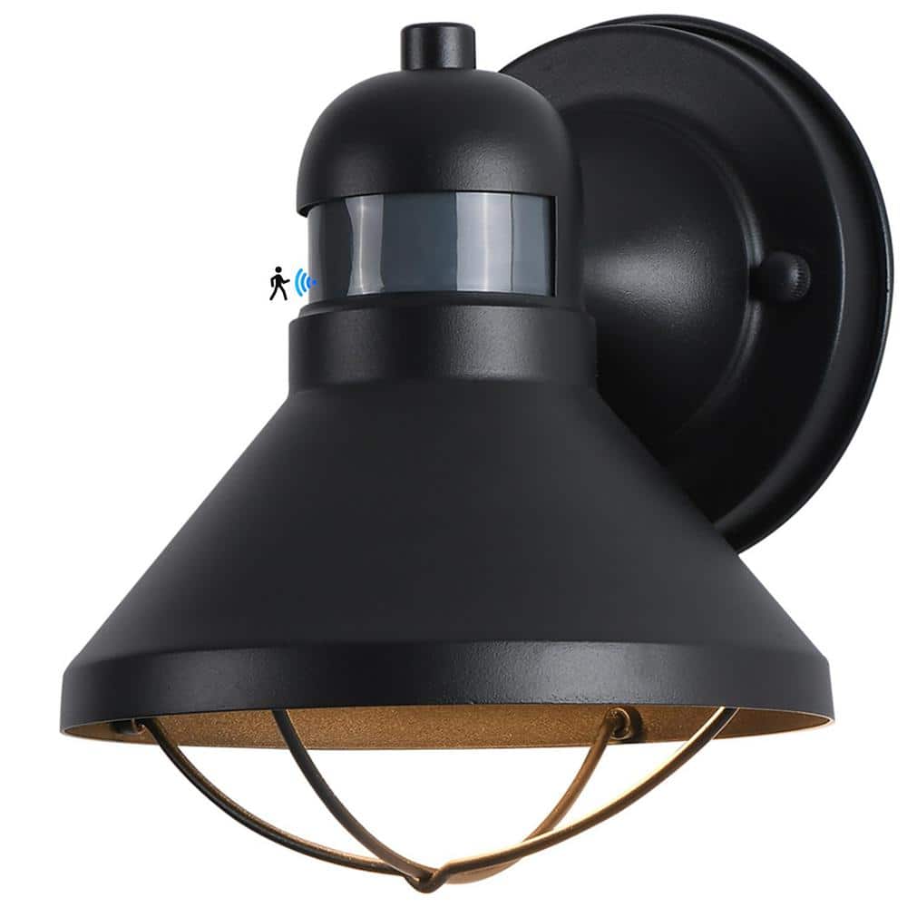 Upgraded 7.08 in. Black Motion Sensing Dusk to Dawn Indoor/Outdoor Hardwired Barn Sconce with LED Included price history on PriceWatchPro