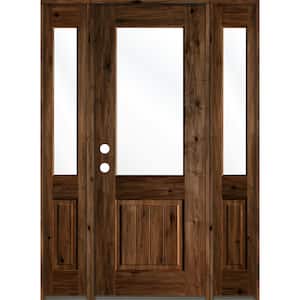 60 in. x 96 in. Rustic Alder Right Hand Half-Lite Clear Provincial Stain Wood withVG Single Prehung Front Door/Sidelites