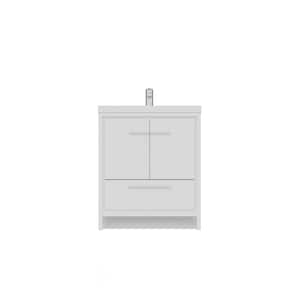 Sortino 30 in. W x 19 in. D Bath Vanity in White with Acrylic Vanity Top in White with White Basin