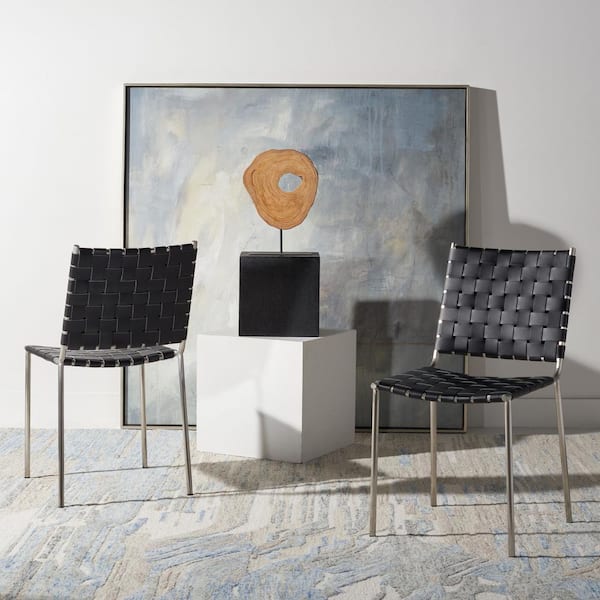 SAFAVIEH Wesson Black/Silver 18.5 in. Iron Dining Chair (Set of 2)