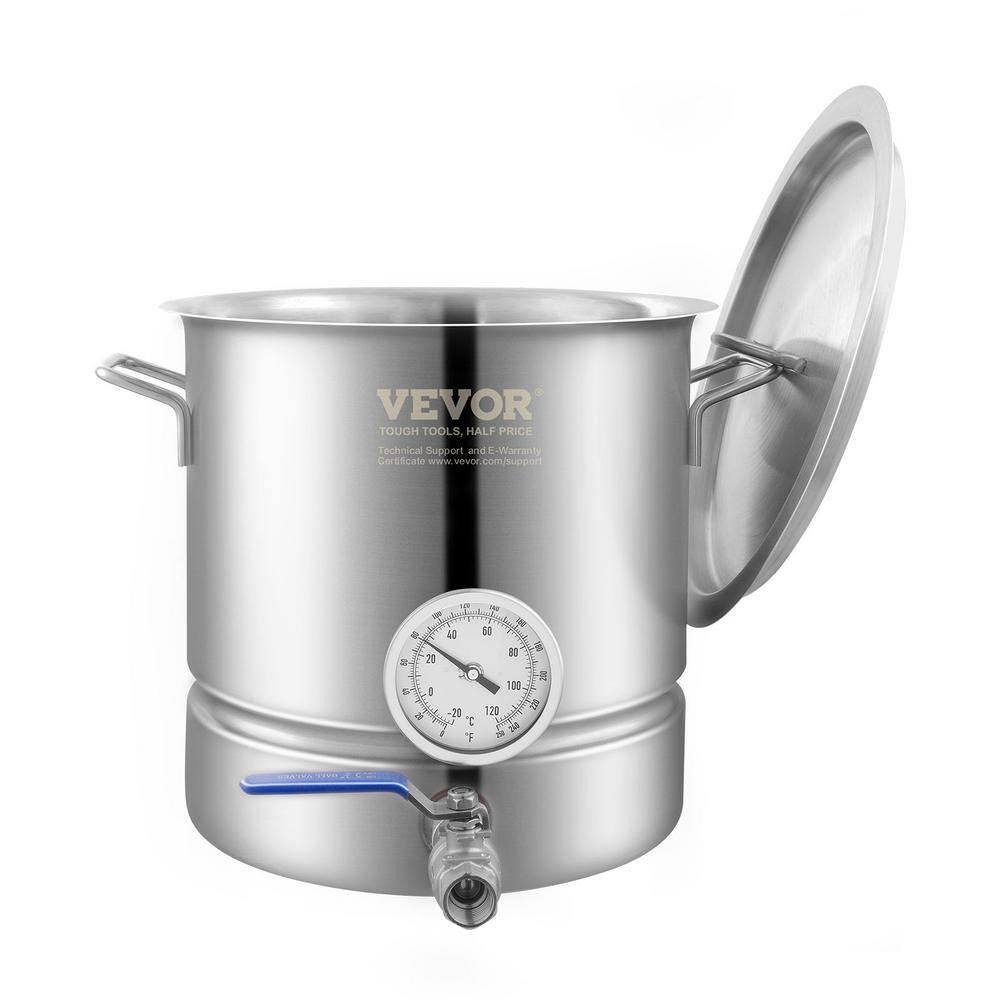 VEVOR 5-Gallon Stainless Steel Induction Brewing Kettle with Thermometer
